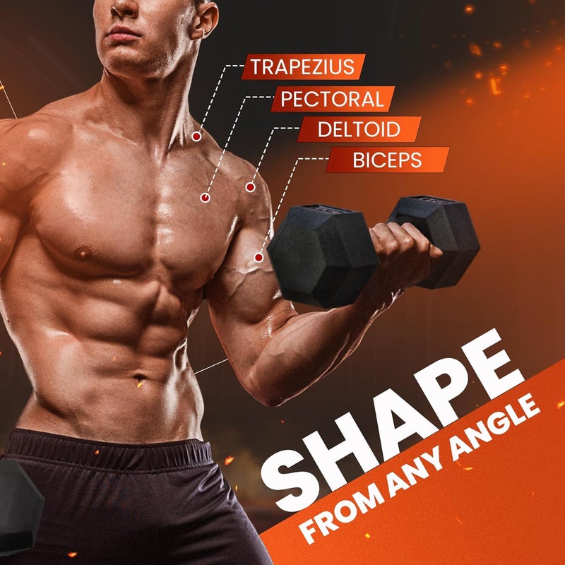 Yes4All Chrome Grip Encased Hex Dumbbells – Hand Weights With Anti-Slip 5-50 LBS Single - Image 4